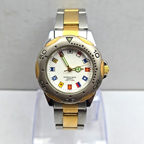 Womens Vintage Sharper Image Nautical 12 Flag Watch Rotating Bezel New Battery - Picture 1 of 10